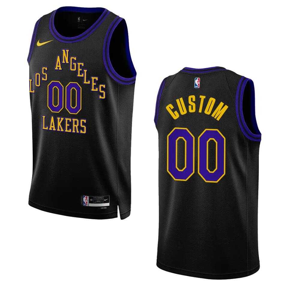 Men%27s Los Angeles Lakers Customized 2023-24 Black Swingman City Edition Stitched Basketball Jersey->customized nhl jersey->Custom Jersey